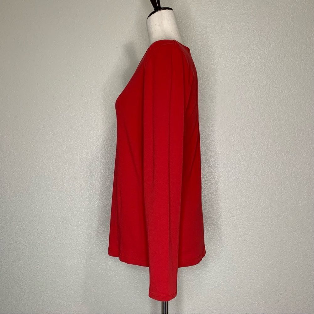 J. Jill Perfect Pima Cotton Red Long Sleeves Top - Picture 4 of 13